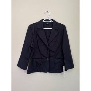 NWT Tribal Womens Size 12 Black Double Square Button Blazer Jacket Career Wear